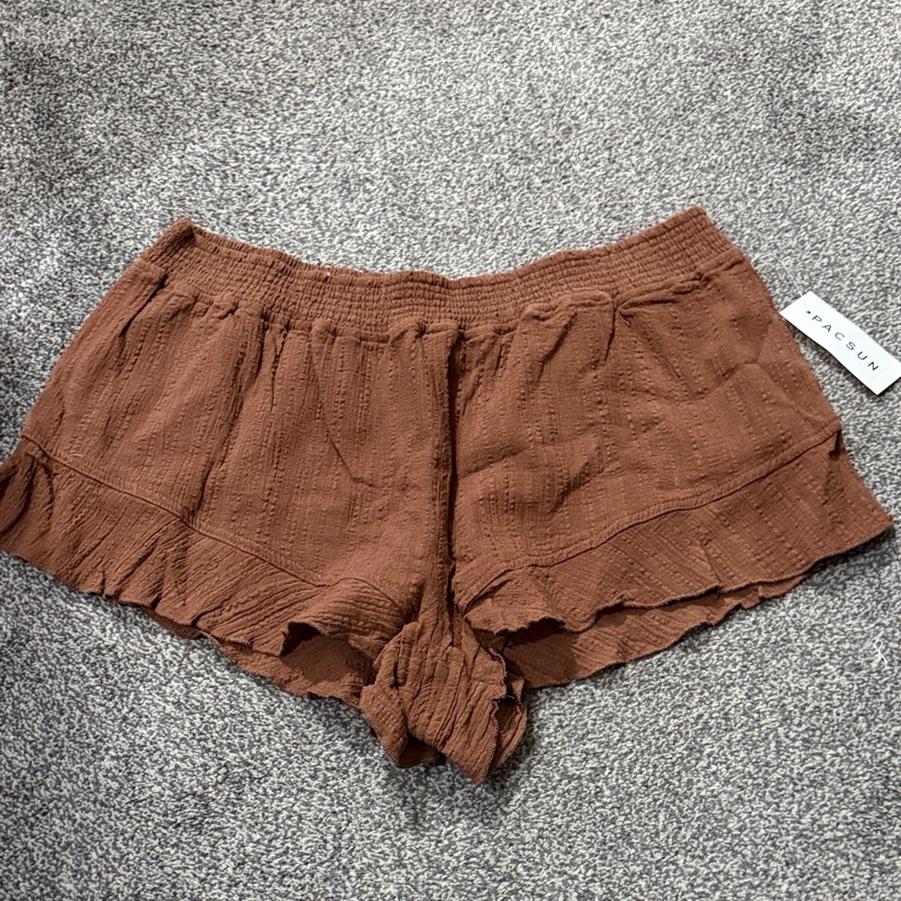 PacSun Brown Gauze Ruffle Shorts Women’s Medium NWT